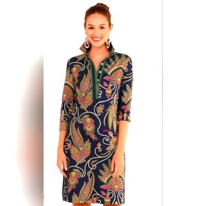 Gretchen Scott Designs Navy Paisley Dress